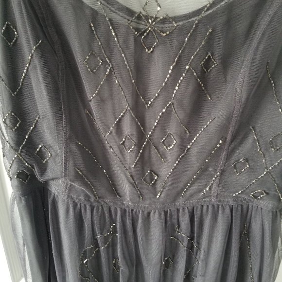A&F Sheer Slate Beaded Mini Dress | M - Picture 2 of 6